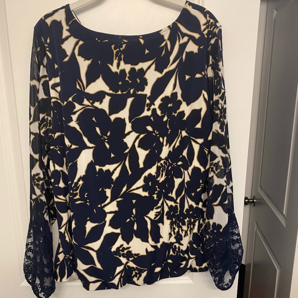 Alfani, Navy Blue with Ivory Blouse.